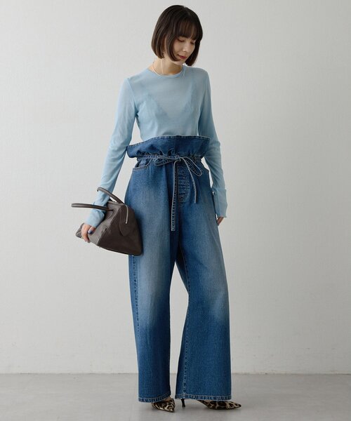 ジーンズ デニム デニムパンツ フリルデニムパンツ レディース