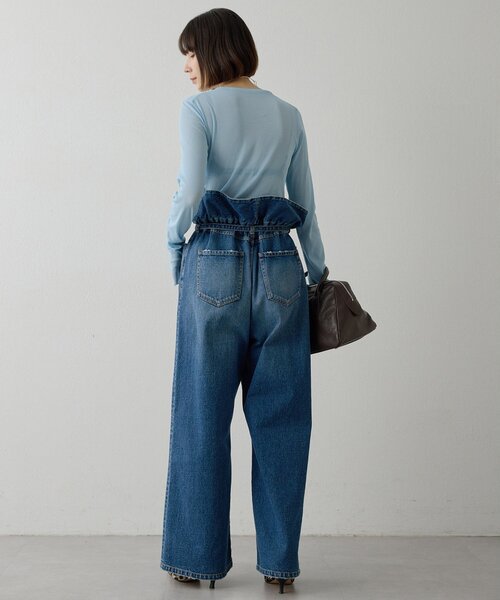 ジーンズ デニム デニムパンツ フリルデニムパンツ レディース