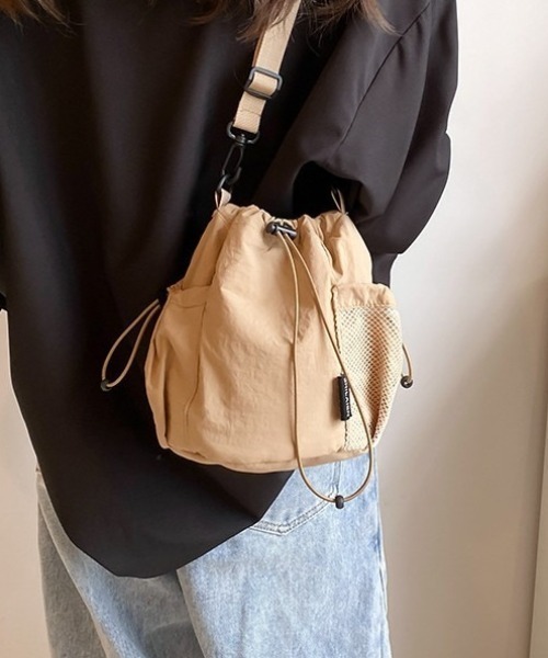 ショルダーバッグ バッグ ドロストメッシュポケット 巾着 ショルダー