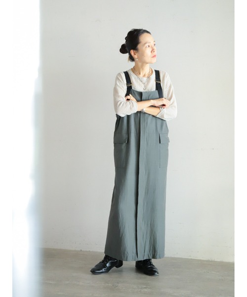 「FIL DE FER」 サロペットスカート FREE カーキ レディース_画像7