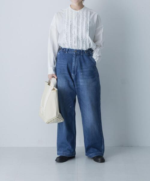 かぐれ ブラウス シャツ コットンフリルワイドシャツ レディース