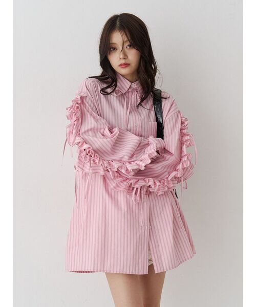 jouetie（ジュエティ） ブラウス シャツ ショルダーフリルリボンタイ