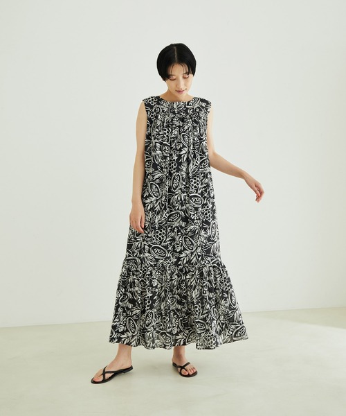 「SALON adam et rope'」 ノースリーブワンピース FREE オレンジ レディース_画像3