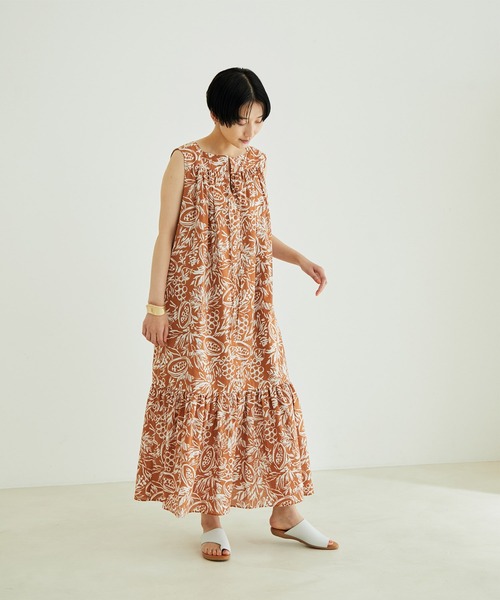 「SALON adam et rope'」 ノースリーブワンピース FREE オレンジ レディース_画像7