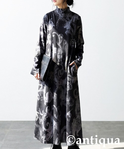 antiqua（アンティカ） ワンピース ボタニカル柄 ロングワンピース
