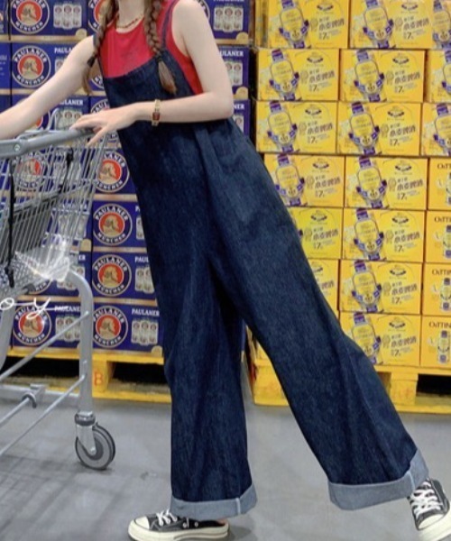 「SHEENA」 オーバーオール M ブラック レディース_画像4