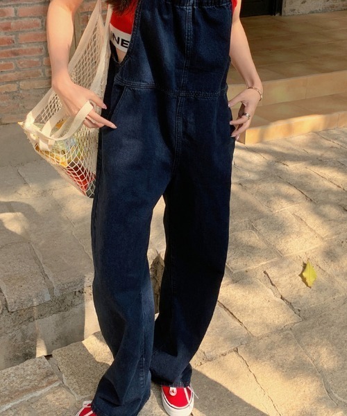 「SHEENA」 オーバーオール M ブラック レディース_画像8