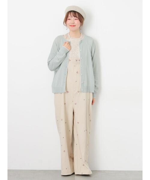 【オーガニックコットン】デニムサロペット　サマンサモスモス　花柄　sm2 パンツ Samansa Mos2（サマンサモスモス） サロペット オーバーオール