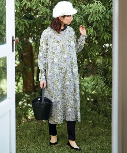 「Sunny clouds」 長袖ワンピース MEDIUM グレー系その他 レディース_画像4