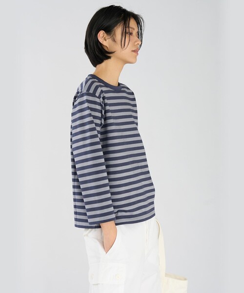 agnes b.（アニエスベー） tシャツ 細ボーダー コットン 七分袖 T