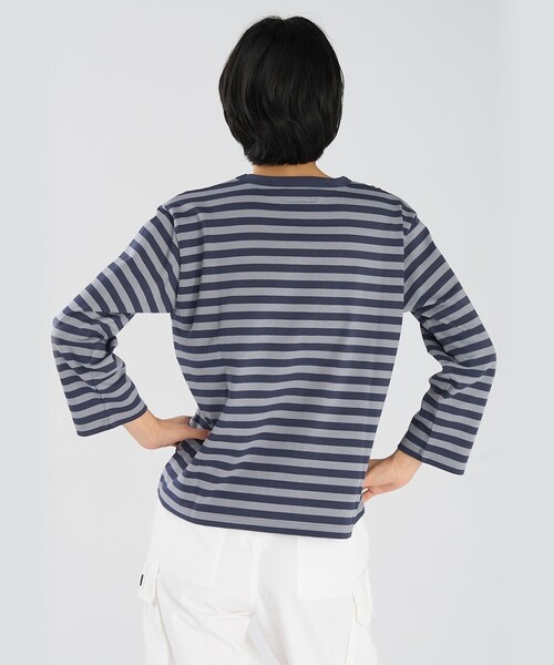 agnes b.（アニエスベー） tシャツ 細ボーダー コットン 七分袖 T