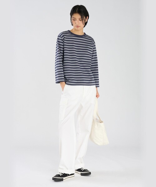 agnes b.（アニエスベー） tシャツ 細ボーダー コットン 七分袖 T