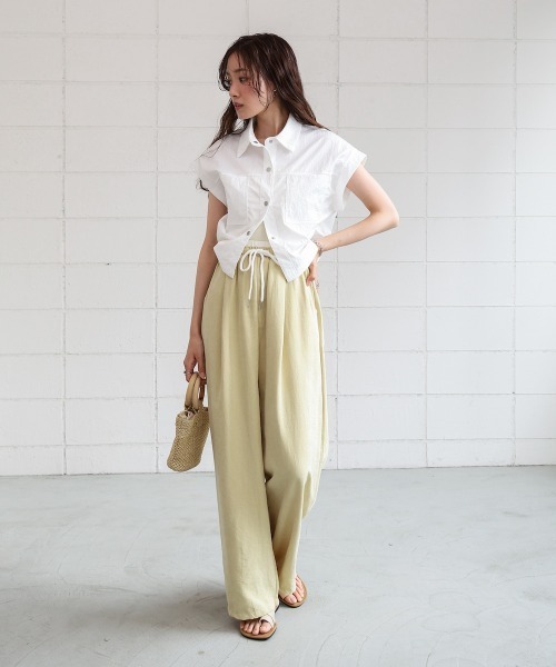 「Bab」 イージーパンツ M イエロー レディース_画像3