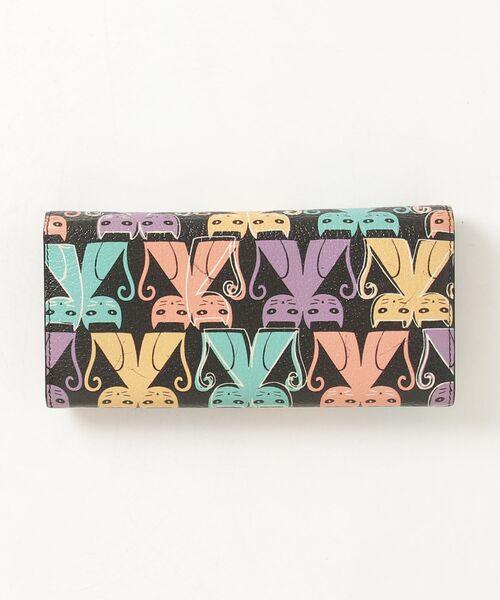 miu miu / ミュウミュウ | MADRAS キャットプリント 長財布 | ベージュ/ブラック | レディース MIU MIU - miu miu / ミュウミュウ | MADRAS キャットプリント 長財布