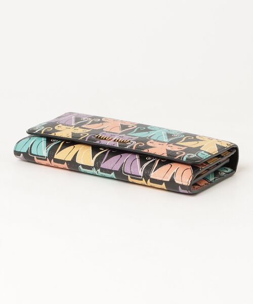 「miu miu」 MADRAS CAT 長財布 - ブラック レディースの画像