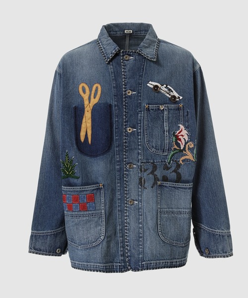 デニムジャケット gジャン Hand-Embroidered Denim Coverall メンズ レディースの画像
