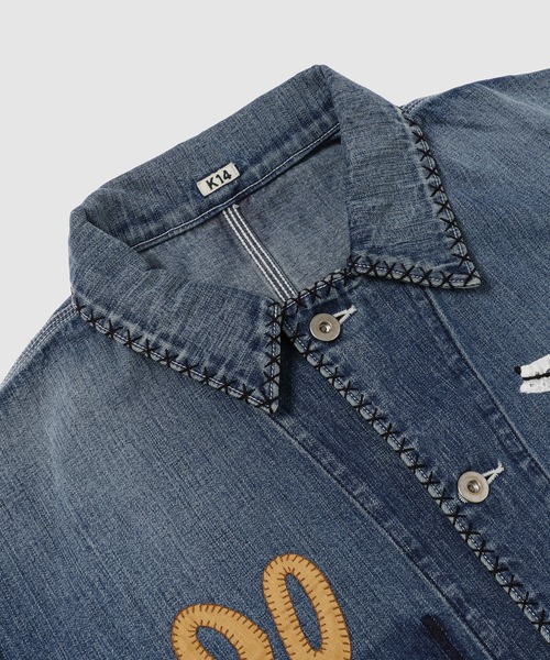 デニムジャケット gジャン Hand-Embroidered Denim Coverall メンズ レディースの画像