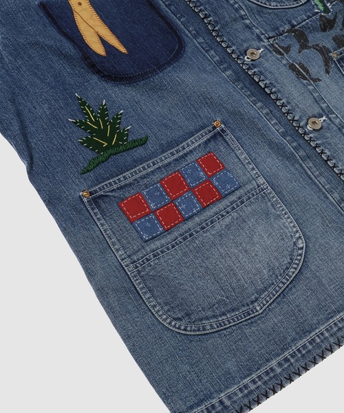 デニムジャケット gジャン Hand-Embroidered Denim Coverall メンズ レディースの画像