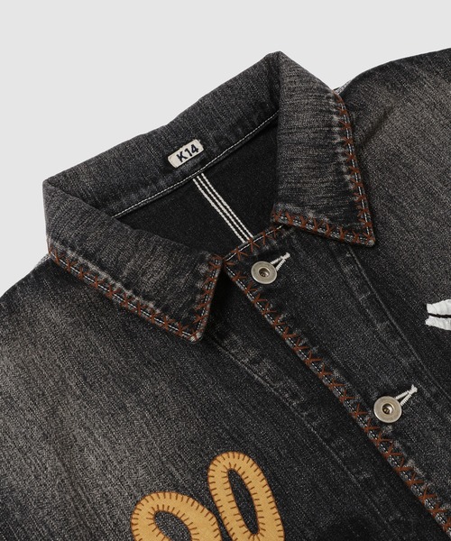 デニムジャケット gジャン Hand-Embroidered Denim Coverall メンズ レディースの画像