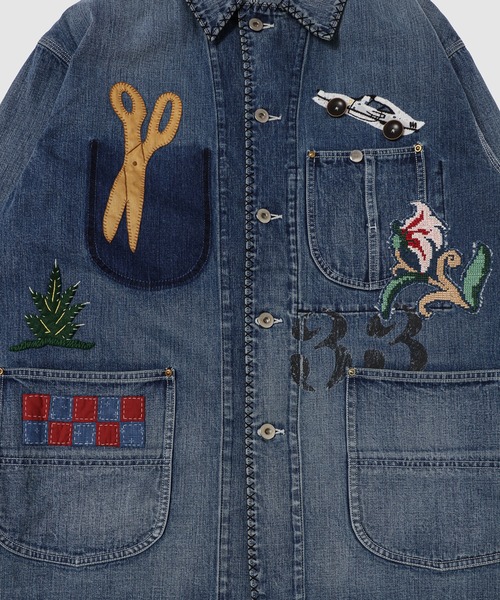 デニムジャケット gジャン Hand-Embroidered Denim Coverall メンズ レディースの画像