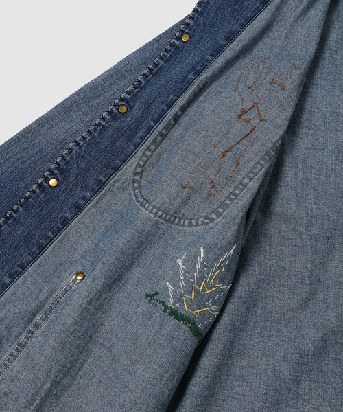 デニムジャケット gジャン Hand-Embroidered Denim Coverall メンズ レディースの画像