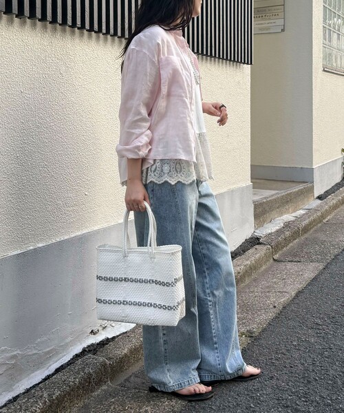 ブラウス シャツ LINEN100 クロップドシャツ レディースの画像