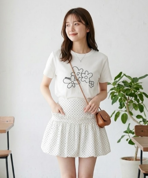 tシャツ 半袖 フラワー 刺繍 半袖 Tシャツ レディース | pyornim | 04