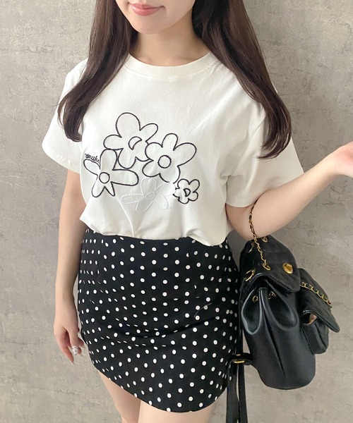 tシャツ 半袖 フラワー 刺繍 半袖 Tシャツ レディース | pyornim | 09