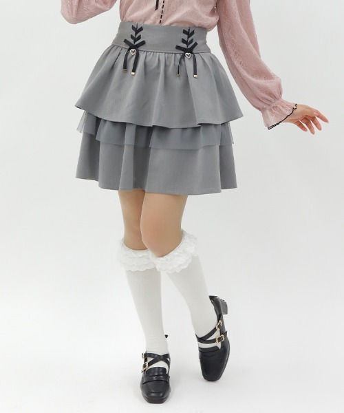 axes femme POETIQUE パンツ リボン付きティアードスカパン レディース