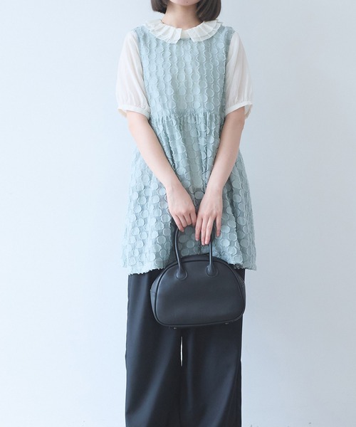 ベスト ジレ ドロップジャカード tunic ベスト レディースの画像