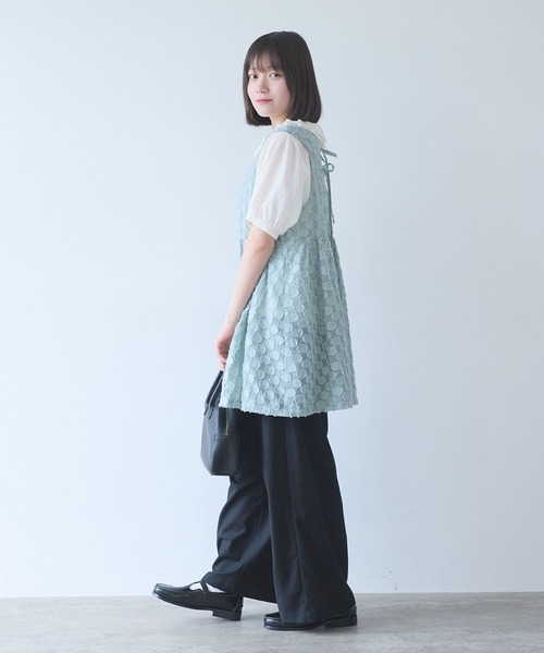 ベスト ジレ ドロップジャカード tunic ベスト レディースの画像