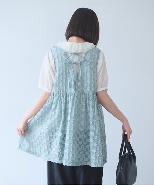 ベスト ジレ ドロップジャカード tunic ベスト レディースの画像