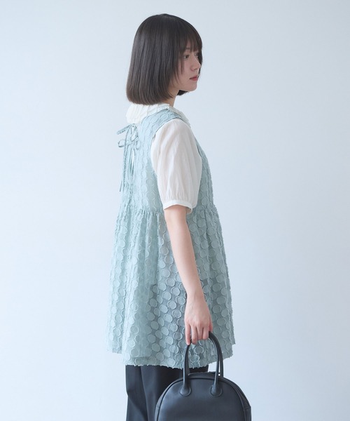 ベスト ジレ ドロップジャカード tunic ベスト レディースの画像