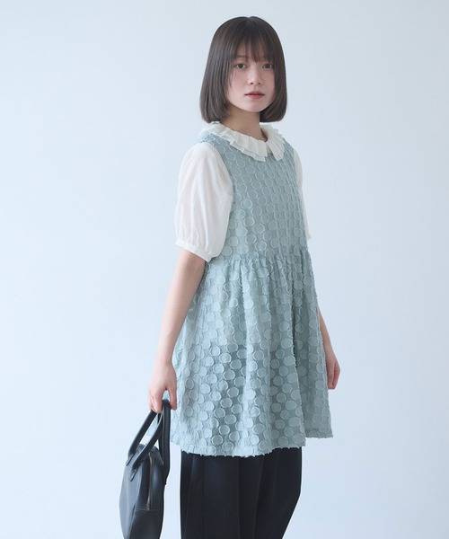 ベスト ジレ ドロップジャカード tunic ベスト レディースの画像