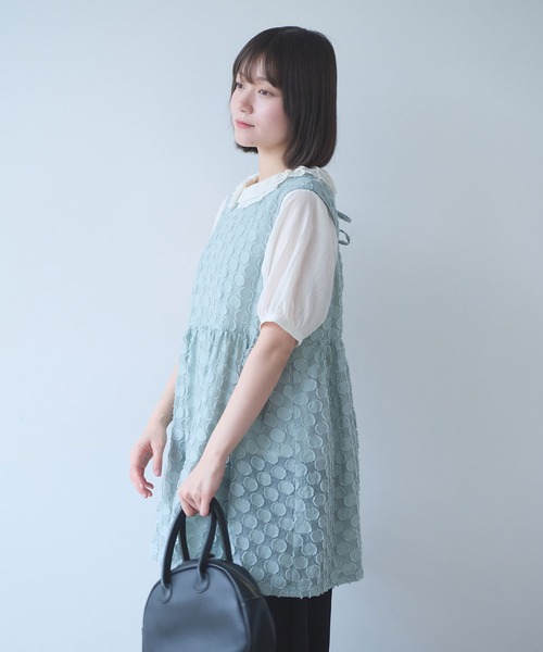 ベスト ジレ ドロップジャカード tunic ベスト レディースの画像