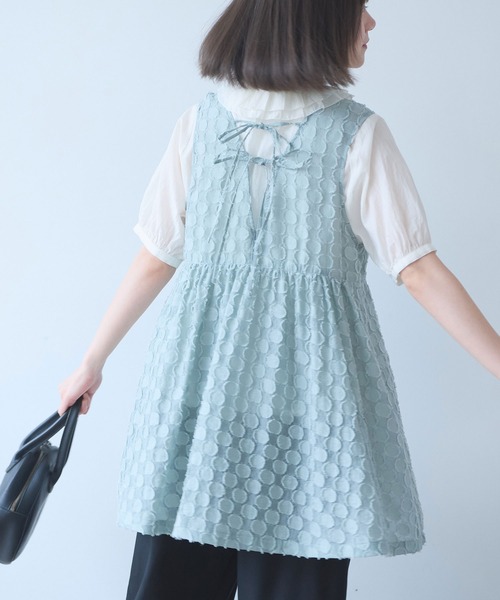 ベスト ジレ ドロップジャカード tunic ベスト レディースの画像