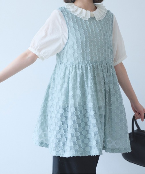 ベスト ジレ ドロップジャカード tunic ベスト レディースの画像
