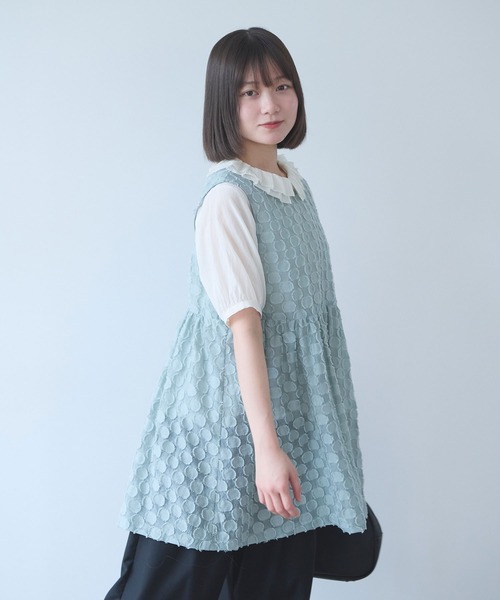 ベスト ジレ ドロップジャカード tunic ベスト レディースの画像