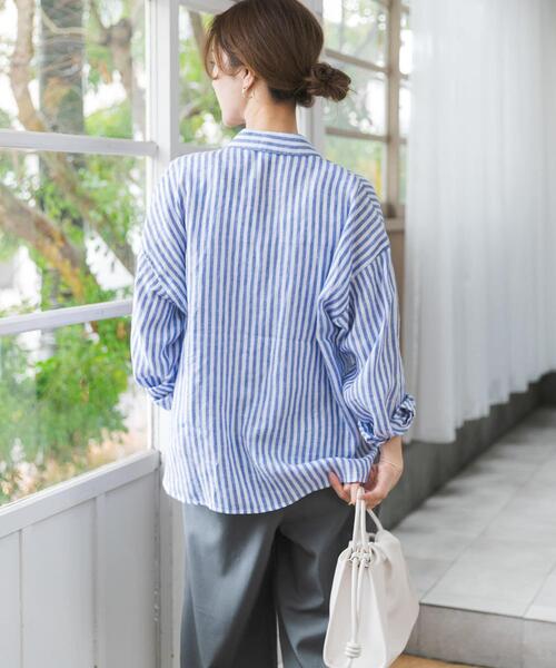 ドアーズ リネンシャツ 麻 長袖 スカイブルー サイズ38 ah0 34105-1-ib.jpg