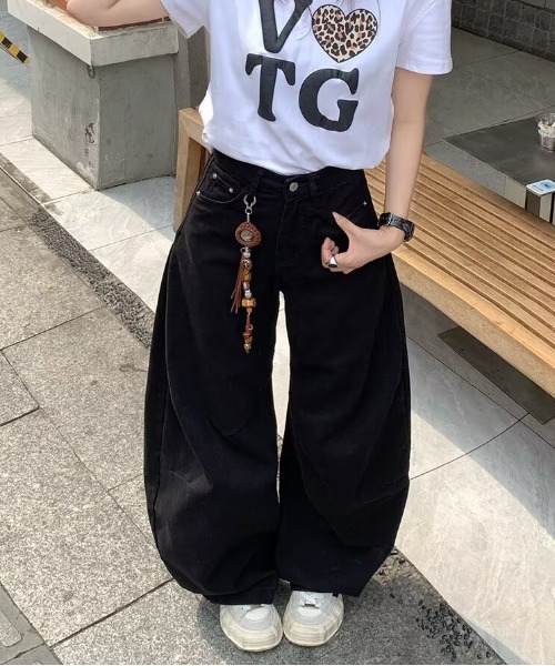 ジーンズ ”超美シルエット”極太カーブバルーンワイドパンツ メンズ レディース