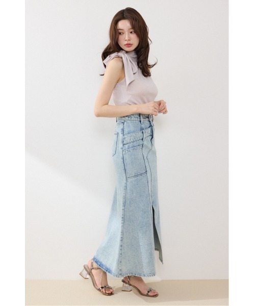 デニムスカート 「AKB48 伊藤百花さん着用」ダブルベルトマーメイドデニムスカート　春服　夏服 | rienda | 06