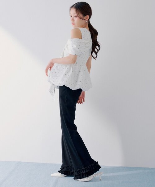 【SALON by Chico】ストレッチタイトフレアリブパンツ Chico（チコ） パンツ 「SALON by Chico」ストレッチタイトフレア