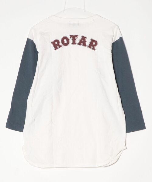 「ROTAR」 7分袖Tシャツ LARGE ホワイト×ブルー メンズ_画像2