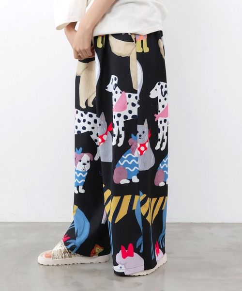 ScoLar（スカラー） ワイドパンツ パンツ 3柄展開 リラックスワイド