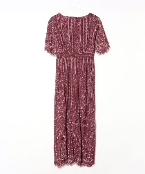 「PourVous」 半袖ワンピース M ボルドー レディース_画像2