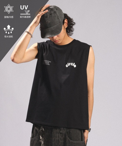 tシャツ 速乾 「接触冷感/吸水速乾」BLURRED CIRCLE LOGO SLEEVELESS TEE/ボカシサークルロゴノースリＴシャツ メンズ | RAGEBLUE | 02