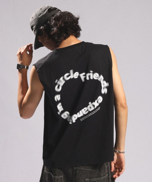 tシャツ 速乾 「接触冷感/吸水速乾」BLURRED CIRCLE LOGO SLEEVELESS TEE/ボカシサークルロゴノースリＴシャツ メンズ | RAGEBLUE | 17