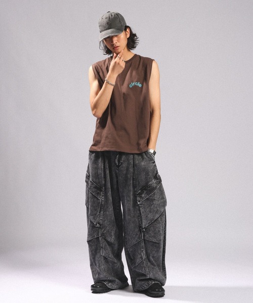 tシャツ 速乾 「接触冷感/吸水速乾」BLURRED CIRCLE LOGO SLEEVELESS TEE/ボカシサークルロゴノースリＴシャツ メンズ | RAGEBLUE | 20