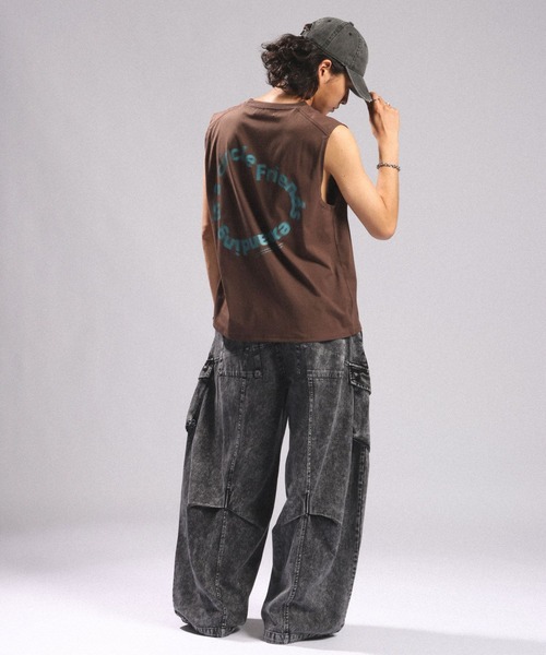 tシャツ 速乾 「接触冷感/吸水速乾」BLURRED CIRCLE LOGO SLEEVELESS TEE/ボカシサークルロゴノースリＴシャツ メンズ | RAGEBLUE | 21