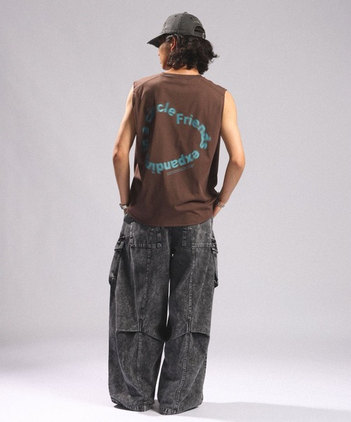 tシャツ 速乾 「接触冷感/吸水速乾」BLURRED CIRCLE LOGO SLEEVELESS TEE/ボカシサークルロゴノースリＴシャツ メンズ | RAGEBLUE | 22